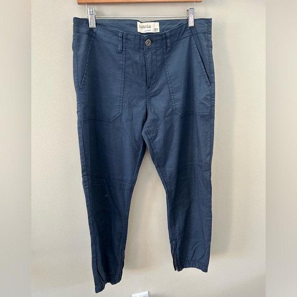 Pistola Dustin Ankle Navy Blue Utility Mid Rise Ankle Zip Cotton Cropped Joggers - Picture 3 of 6